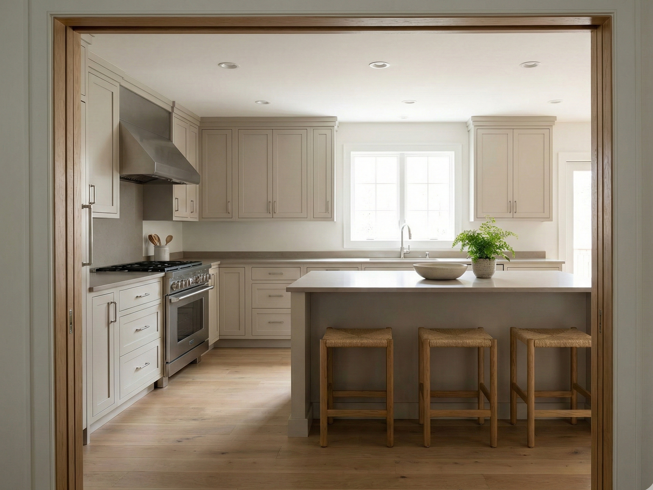 Remodeled kitchen with clean finishes.
