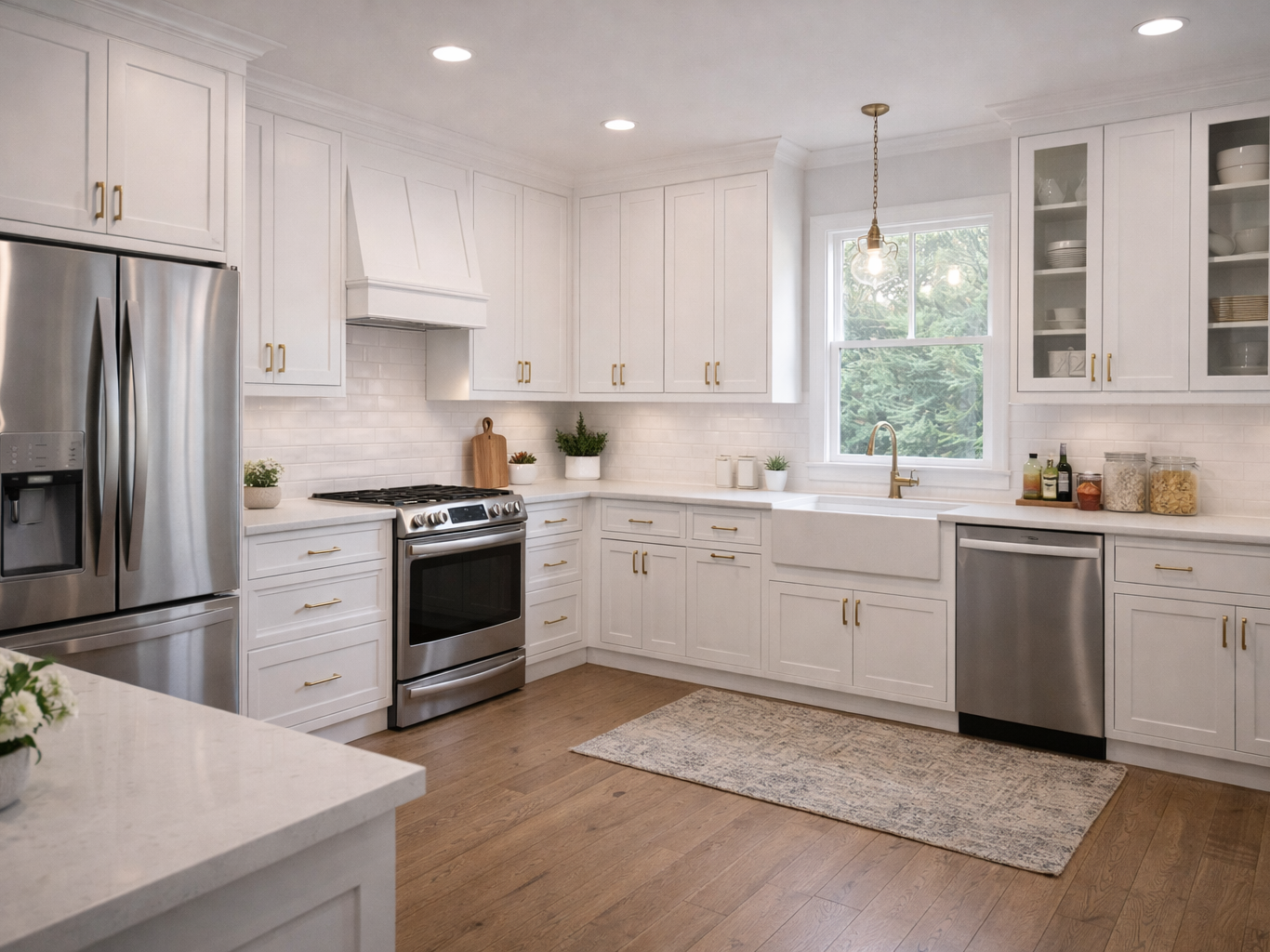 Kitchen with white cabinetry and clean lines.