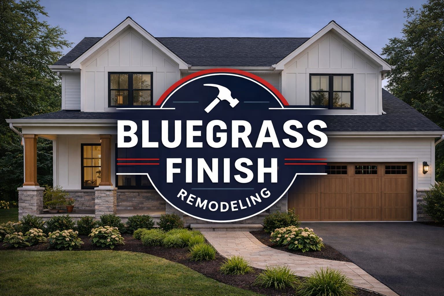 Farmhouse exterior with coordinated siding and trim.